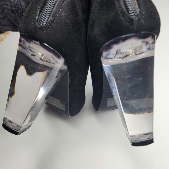 Liliana Black Sock Booties with Clear Plastic Heel Size 10 - Picture 8 of 10